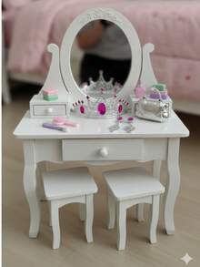 Set de Accesorios de Princesa para Niñas: Corona con Gemas, Pendientes Largos y Mini Bolso Metalizado - Juego de Rol y Disfraces - Plateado - Ver 3