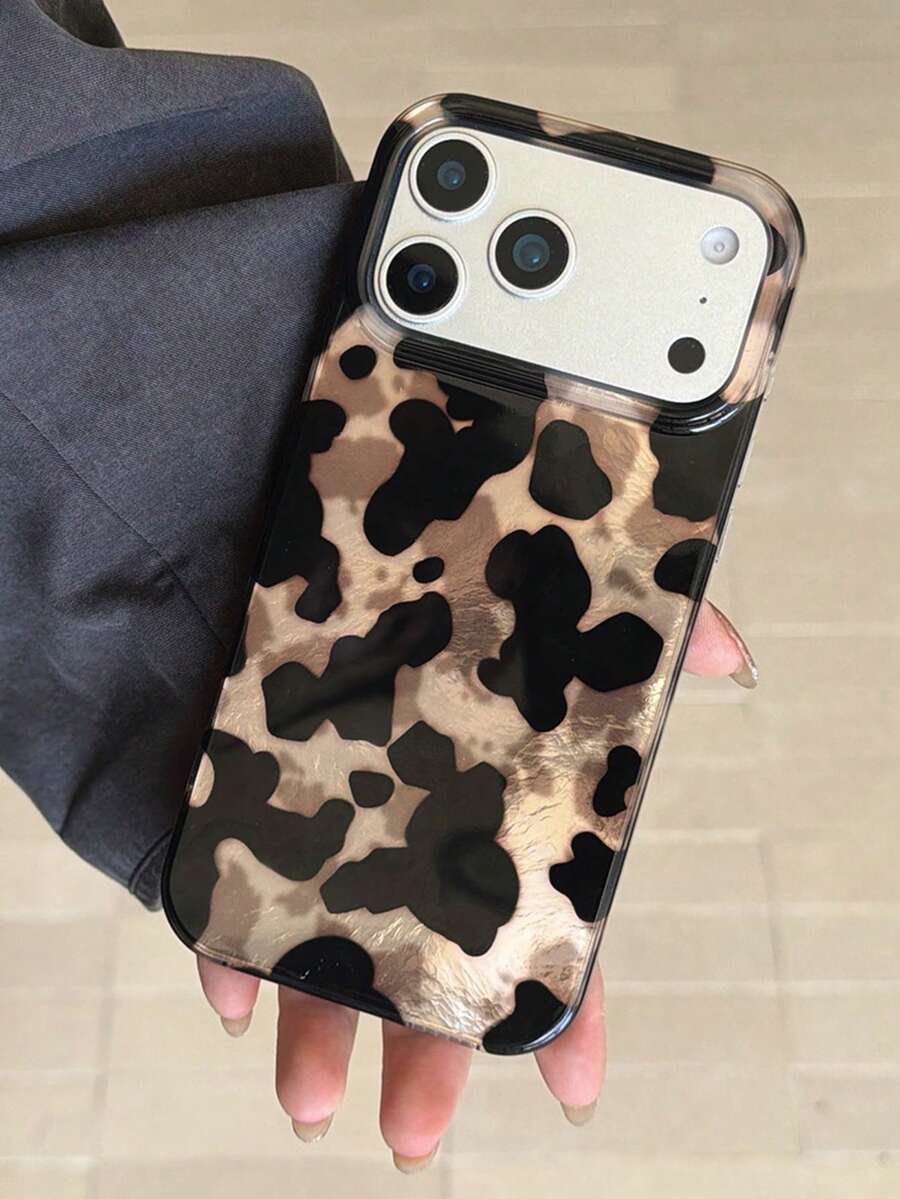 1pc Leopard Print IMD 2-In-1 Phone Case, Couples Phone Case For Valentine's Day, Compatible With IPhone 17 Pro Max/16 Pro Max/15 Pro Max/13/15/16/17 Pro/14/11, Fashionable Leopard Print IMD 2-In-1 Phone Protective Case - Black - View 1