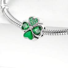1pc Fashionable Four-Leaf Clover Beaded Pendant Accessory, Suitable For Women's Bracelet, Bangle DIY Jewelry Making And Daily Outfit Matching, An Ideal Accessory For Girls - Good Luck Four Leaf Clover - View 5