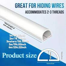 1pc 1m/2m/3 Meters/5m/6m Length 15mm Width PVC Cable Management Trunking, Invisible Decorative Cable Duct, Anti-Trampling Protective Sleeve, Adhesive Soft Cable Duct With End Caps - Multicolor - View 4
