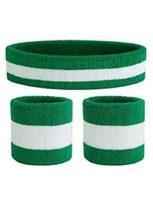 Bộ băng đô và băng cổ tay thể thao, băng đô và băng cổ tay bằng vải bông mềm mại, thấm hút mồ hôi và nhanh khô. - Nhiều màu - Xem 2