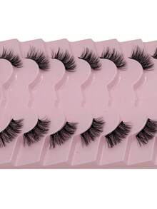 7 pares de pestañas postizas de ojo de gato transparentes, suaves y naturales, herramientas de maquillaje, pestañas postizas esponjosas y alargadoras, adecuadas para principiantes, citas, fiestas, reutilizables - Negro - Ver 3