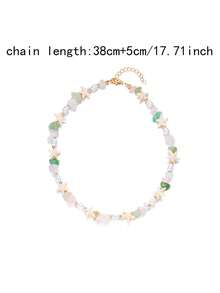 1 chiếc vòng cổ bất đối xứng hình sao biển đính ngọc trai, phong cách nghỉ dưỡng biển cả, thích hợp cho kỳ nghỉ, tiệc bãi biển, làm quà tặng cho bạn bè và người yêu. - Nhiều màu - Xem 3