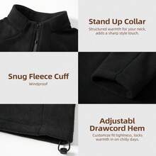 TIANXICO Men's Fleece Jacket Full Zip With Pockets Warm Lightweight Winter Jacket Running - Black - View 2