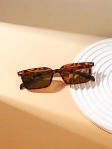1 PC Women's Retro Fashion Glasses Classic Rectangle Polycarbonate Frame Fashionable Orange And Tea Lens Suitable For Beach Vacation With Glasses Box - 彩色 - 查看 7