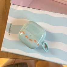 Ocean Minimalist Blue Tie Dye Single Line Goldfish Design Earphone Case, Compatible With Huawei Freebuds 7i, Freebuds 2 New Version, Freebuds SE3, Freebuds 5i, Pro 3 Cute Korean Style Earphone Case - Blue - View 6