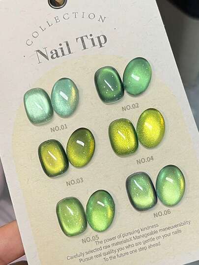 Miss Leia 1-6 15ml 春夏美甲夜影星竹猫眼凝胶指甲油 新闪光极光绿金陶瓷玻璃珠猫眼指甲油 流行色凝胶指甲油 初学者美甲 UV LED固化可浸泡半永久 适用于美容院美甲沙龙套装 DIY 家居度假海滩 女士礼物 适合所有季节 美甲用品