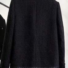 New Women's Classic Elegant Style Short Cardigan Button-Up Fashion Luxury Elegant Blazer Jacket - 黑色 - 查看 3