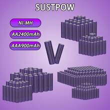 SUSTPOW Großkapazitäts-Nickel-Metallhydrid-Akku, stabile Entladung und lange Lebensdauer, kein Memory-Effekt beim Recycling, vielseitig einsetzbar in Haushaltsgeräten und Elektronikprodukten - AA - Übersicht 2
