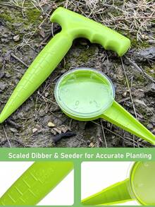 一套园艺播种工具套装 - 塑料播种器、种子种植器和植物标签，非常适合播种花卉和蔬菜种子 - 1打孔器+1播種器+10片標牌 - 查看 3