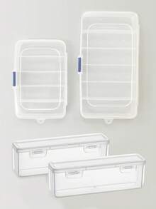 Caja de almacenamiento de gafas con 6 compartimentos (19*10*3.5CM), transparente y a prueba de polvo. Caja de plástico sellada, multifuncional, apilable y portátil. Caja de almacenamiento fija con 5/6 compartimentos. Caja de plástico transparente para joyas, herramientas pequeñas y piezas - Multicolor - Ver 13