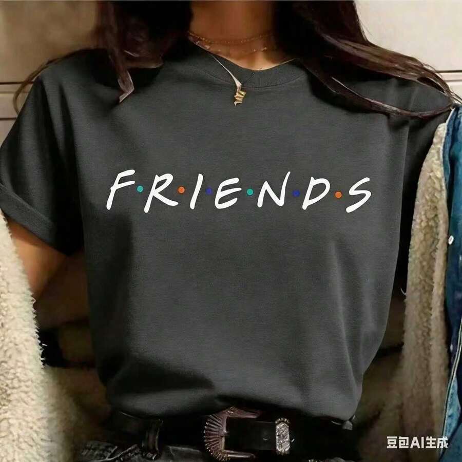 Refreshing SummerFashion Friends TV Show Funny Cartoon T Shirt Women Graphic Best Friends Harajuku T-Shirt Korean Style Tshirt Top Female 2026 - 深灰色 - 查看 1