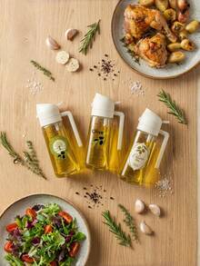 1个白色塑料喷油瓶，橄榄油喷雾器，带精确刻度，可重复灌装，多用途喷雾/倾倒瓶，轻巧方便，适合家庭使用 - 彩色 - 查看 3