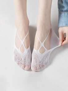 10双装女士柔软舒适蕾丝袜，硅胶防滑隐形船袜，薄款夏季款式 - 彩色 - 查看 6