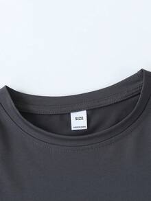 男童激情跑车图案超大号T恤 - 赛车旗帜印花 Y2K 街头休闲返校滑板休闲上衣 - 深灰色 - 查看 3