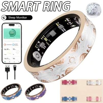 Women's Smart Ring - IP68 Smart Ring, Activity And Fitness Tracker, Monitor, Menstrual Cycle Tracker, Pedometer And Calorie Ring, Compatible With IOS And Android, No Subscription Fee, Valentine's Day Gift For Wife/Girlfriend