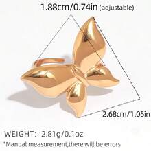 3pcs/1pc Exquisite Stainless Steel Butterfly Rings, 18K PVD Coated Waterproof High-Quality Metal Fashion Rings, Women's Jewelry, Women's Rings - Multicolor - View 10