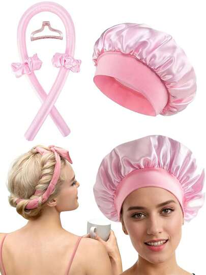 5pcs No Heat Hair Curlers, DIY Styling Tools, Ribbon Curlers Without Heating, With Hair Ties, Suitable For All Hair Colors, Great For Back To School, Travel & Vacation, Makes Hair Soft & Shiny