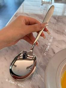 8件/4件/2件/1件不锈钢大汤勺，耐用加厚汤勺，适用于酒店自助餐和餐厅，餐具，甜点勺，刀叉套装 - 銀色 - 查看 3