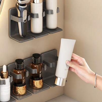 Removable Wall-Mounted Spice And Cosmetic Storage Rack, No-Drill Makeup Organizer, Wall-Mounted Storage Rack