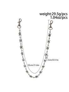 1件复古摇滚嘻哈风3D蜘蛛CCB珠几何链条组合吊坠金属裤链，朋克高端休闲极简街头风夸张百搭时尚男士裤链礼物 - 褲鏈 - 查看 5