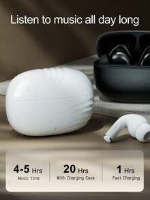 Auriculares inalámbricos, auriculares Bluetooth verdaderamente inalámbricos - compatibles con Apple y Android, con micrófono incorporado, a prueba de sudor, color blanco - S32 - Ver 5