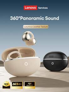 Lenovo RS110 Bluetooth Earphones, Open-Ear Bluetooth 6.0, 360° Surround Sound, Directional Audio, ENC Noise Cancellation, Long Battery Life, Wireless Earphones For Sports, Cycling, Music, Gaming, Compatible With Smartphones & Computers, Gift - Beige - View 4