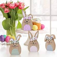 4pcs Wooden Floral Wreath Decor Set - Rustic Farmhouse Style, Suitable For Tabletop/Windowsill, Easter/Spring Decoration, Adorable For Nature Lovers And Cozy Home - A - View 3