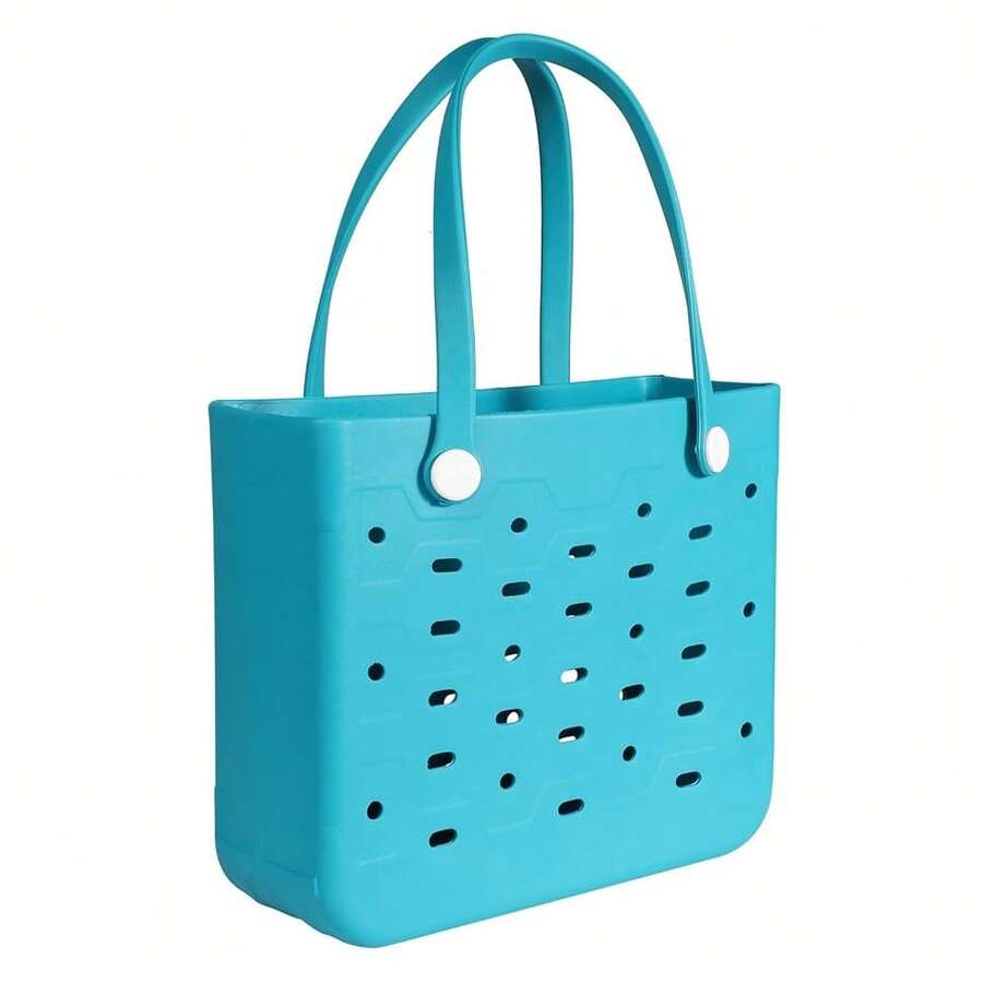 Medium Rubber Beach Bag For Men & Women, Large Capacity Rubber Travel Tote Bag For The Beach Boat Pool - 新湖藍 - 查看 1