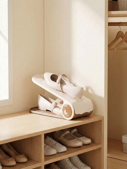 2件套可调节双层鞋架，可收纳2双鞋，加厚分层鞋架，家用/宿舍鞋柜，适用于女士/儿童鞋履和拖鞋，高度可调节，小空间实用收纳方案