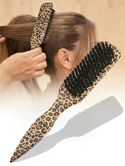 1pc Pointed Tail Brush, Vintage Hairstyle Brush For Men, Beard Brush, Smooth Ponytail And Baby Hair Smoothing Back Brush And Fluffy Hair Brush, Men's Beard Trimming Styling Comb, Leopard Print Comb, Back To School, Women Hair Accessories, Brush, Hair Brush, Travel Essentials, Hair Comb, Hair Brush, Hair Brush Set, Curling Brush