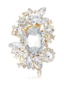 Broches de flor con diamante de imitación elegantes para mujeres, unisex, alfileres de cristal de lujo con cristales para banquetes, accesorios de ropa, insignias para reuniones con amigos, nuevos regalos - Dorado - Ver 7