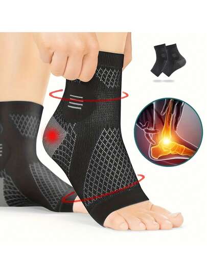 2 pares de calcetines con soporte para el tobillo con soporte para el arco y diseño de dedos libres para uso diario y actividades al aire libre. El soporte flexible para los pies es cómodo, transpirable y ligero para hombres y mujeres