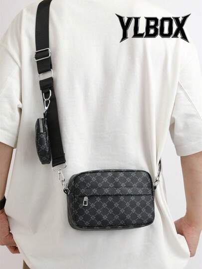 男士商务旅行便携手拿包，PU材质男士洗漱包，干湿分离，分区收纳，高品质大容量枕形包，复古收纳包，男士礼物，复古情人节礼物，工作包