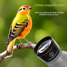 2X Telephoto Lens, Professional High Definition Optical Glass Telephoto Camera Lens, Compatible With Entax 58mm Mirrorless Cameras - Black - View 3