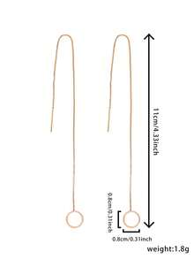 1 Pair Women's Elegant Minimalist Round Long Tassel Dangle Earrings, Suitable For Daily Commute And Party/Holiday - Yellow Gold - View 5