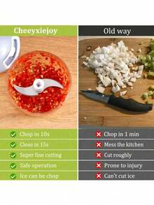 1pc Mini Garlic Grinder Onion Chopper, Manual Food Processing Vegetable Chopper, String Vegetable Chopper Onion Cutter For Ginger, Chili Peppers, Vegetables And Fruits - Multicolor - View 5