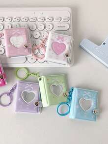 (With Pendant) Korean Style Bow Tie Photo Album, Student ID Card Holder, Cute Idol Mini Card Display Pendant - Mini Heart - View 2