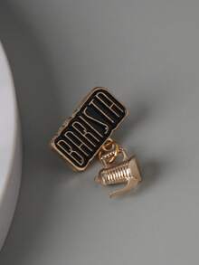 极简金属咖啡壶杯拉花盆可可豆咖啡馆服务员咖啡师徽章别针 - 彩色 - 查看 8