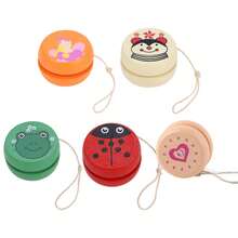 Yoyo lindo patrón de dibujos animados Bola de yoyo de madera enseñanza de educación temprana para chico yoyo de madera OYHI - color como se muestra - Ver 1