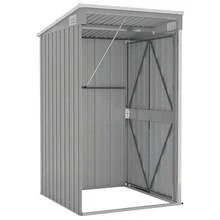 vidaXL Anbauschuppen Grau 118x100x178 cm Verzinkter Stahl Gartenhaus, Geräteschuppen, Gartenhäuschen, Gartenmöbel Schuppen – ideal für Garten, Terrasse oder Rasen - A - Übersicht 5