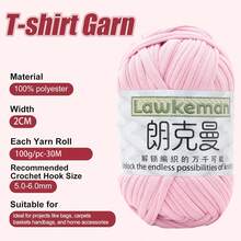 Lawkeman 4卷/400克高品质涤纶钩编/编织纱线，每卷30米 - 非常适合DIY项目，例如T恤、拖鞋、篮子、布条、手工包、玩具、鞋子、地毯、收纳篮等等。 - 彩色 - 查看 4