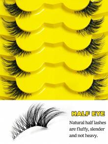 Asiteo Eid 7 par halvögonfransar, genomskinliga bandögonfransar, kattögonögonfransar, korta mjuka 3D-konstminkögonfransar, mjuka naturliga sminkfransar, lösögonfransar, dejter, fester, brudtärna, frieripresenter, strand, hav. - Halva ögonfransar - Visa 2