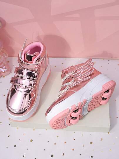 Kids Roller Skate Shoes With 4 Wheels, Detachable Wheels, Roller Skating Shoes, Fashion Casual Shoes With Hook And Loop, For Boys And Girls, Children And Students