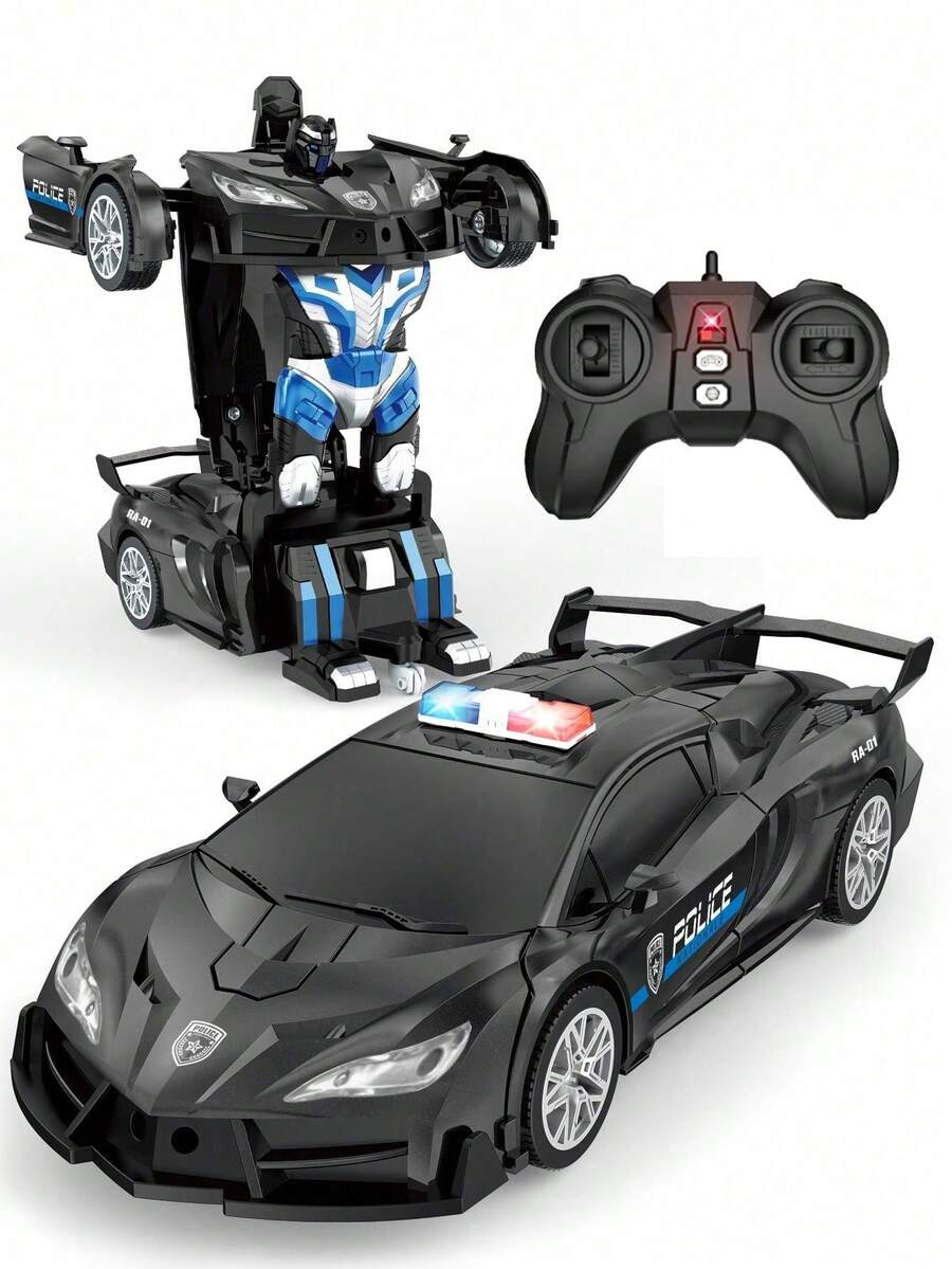1 chiếc xe đồ chơi robot biến hình, biến hình thành robot chỉ bằng một nút bấm, có đèn nhấp nháy, điều khiển từ xa 2.4GHz với đèn pha LED - Xe thể thao màu vàng, xe thể thao màu đen, xoay 360 độ, biến hình chỉ bằng một nút bấm, đèn nhấp nháy, quà sinh nhật lý tưởng cho bé trai và bé gái.