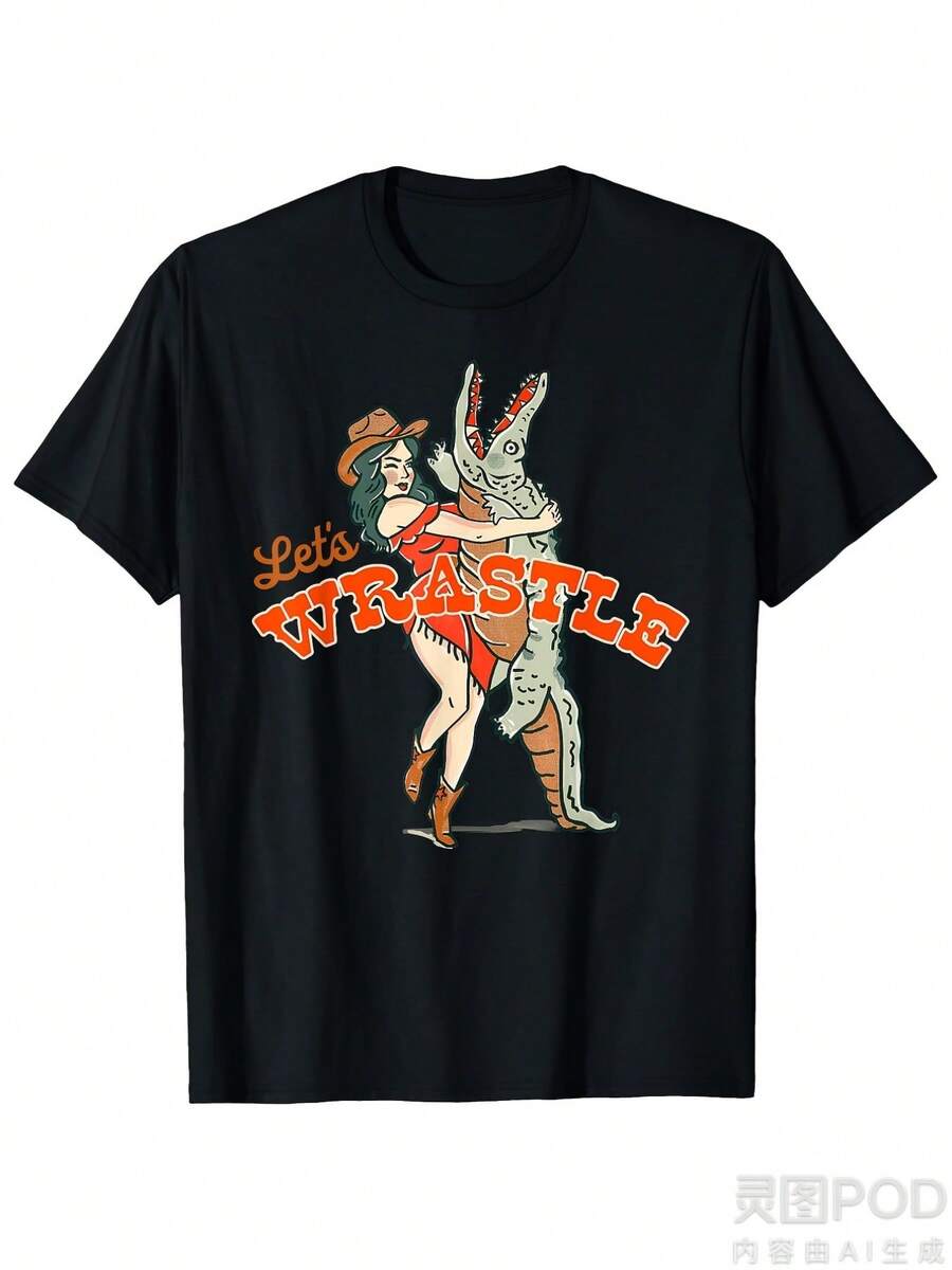 Item Picture Mens Womens Lets Wrestle Graphic Shirt New Orleans   Co - Black - View 1