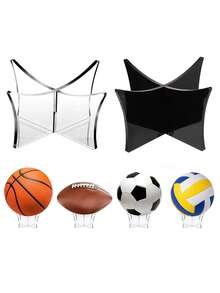 1/2/3pcs Acrylic Ball Display Stand - Durable Cross Design Holder Suitable For Soccer, Basketball, Baseball, American Football, Rugby - Waterproof And Durable PMMA Material - Applicable For Sports Collectibles Display, Equipment Storage | Transparent Acrylic Display Stand | Sturdy Structure Suitable For Various Ball Displays, Applicable For Home Gym, Office, Collections, Sports Room And Commercial Spaces - Excellent Gift And Display! - Multicolor - View 2