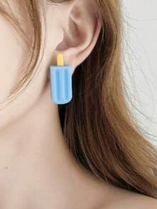 1 Pair Cute Niche INS Realistic Simple Playful Exaggerated Ice Cream Earrings - Baby Blue - View 6
