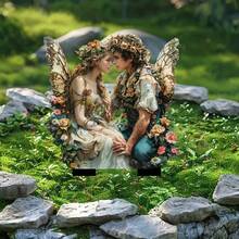 装饰艺术仙女花园 - 白色独角兽和精灵雕像，塑料户外花盆装饰，波西米亚风格花园装饰，感恩节主题，落地式，无需电源或电池 - A - 查看 8