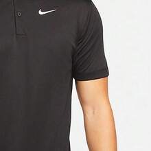 Nike Dri-Fit 純色系扣透氣速乾網球短袖Polo衫 男款 - 黑色 - 查看 7